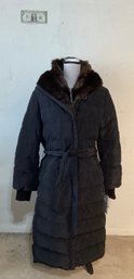 New With Tags Jones New York Water Repellent  Long Black Belted Winter Coat