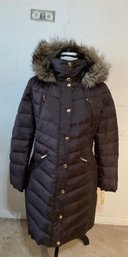 New With Tags Michael Kors Size L Hooded Winter Coat In Espresso Brown  With Zipper Pockets