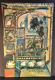 Mid Century Abstract Oil Painting On Canvas Unframed