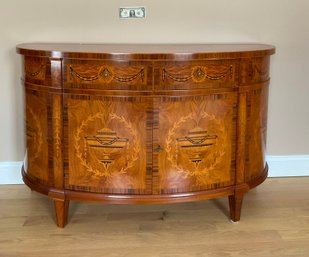 Elaborate Italian Neo Classical Inlaid Demi Lune  Cabinet