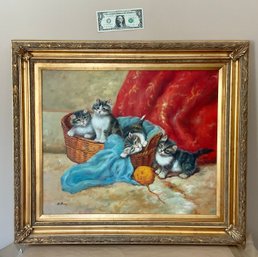 Original M. Russy Oil Painting On Canvas Ornate Gold  Frame