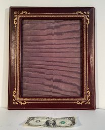 Antique Aubergine Leather Photograph Frame With Gold Embossing