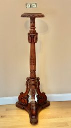 Solid Walnut Carved French Napoleonic Torchere Heavly Carved