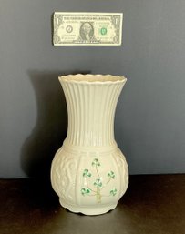 Large Beleek  Millennium Vase With Shamrocks