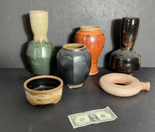 6 Pieces Of Vintage Studio Art Pottery Signed