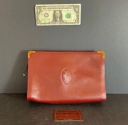 New With COA Genuine Cartier Must De Cartier Clutch Purse  In Burgundy