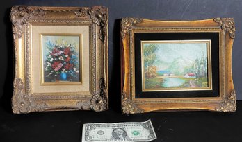 2 Original Oil Paintings On Board Nicely Framed