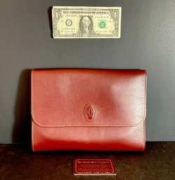 New With COA Genuine Cartier Must De Cartier Clutch Purse  In Burgundy