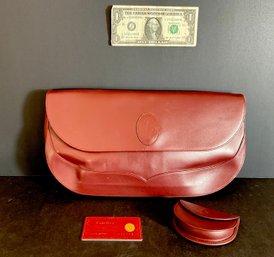 New With COA Genuine Cartier Must De Cartier Clutch Purse  In Burgundy