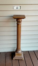 Carved Italian Walnut Pedestal Signed Macys Italy