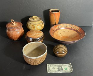 7 Hand Designed Earth Toned Ceramic Pottery Collection
