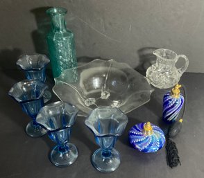 Vintage 10 Piece Grouping Of Glass Items For Your Home
