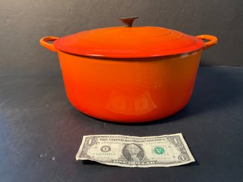 Vintage FLAME ORANGE Le Creuset Cast Iron Dutch Oven