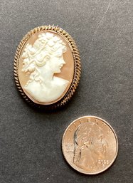 Antique Shell Cameo In Gold Filled Setting Brooch Or Pendant