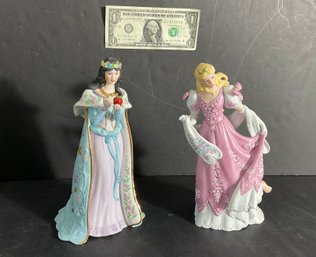 2 Lenox Porcelain Figurines Snow White & Cinderella Large Figures