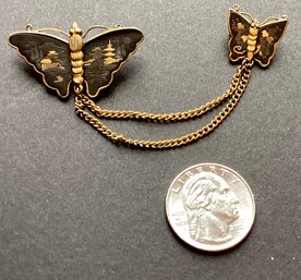 Vintage Damascene Butterflies With Connector Chain