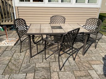 Outdoor Anodized Aluminum Table & 4 Large Chairs