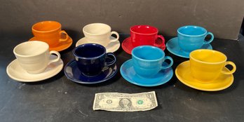 8 Homer Laughlin Fiesta Ware Cups & Saucers