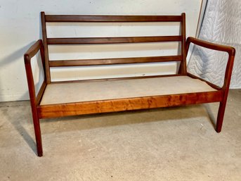 Mid Century Solid Teak Small Sofa Labeled Bestype Furniture 501 Madison Avr New York