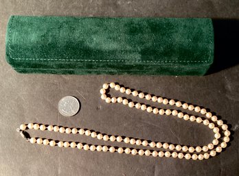 Vintage 30 Inch Hand Knotted Cultured 106 Count Pearl Necklace With Sterling Silver Clasp