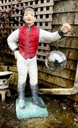 44 Inch Vintage Concrete Lawn Jockey Painted