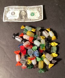 23 Colorful Vintage Lamp-Work Glass Wrapped Candy Pieces