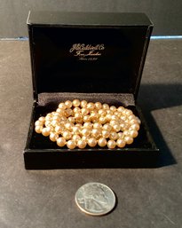 Vintage 30 Hand Knotted Cultured Pearl Necklace In Original Box
