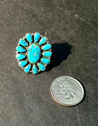 Vintage Size 8 Sterling Silver And Turquoise Ring From The Southwestern United States