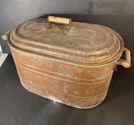 Antique Solid Copper Boiler/planter/kindeling  Fireplace Accessory