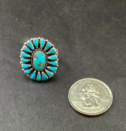 Vintage Size 6 To 7 Southwestern Sterling And Turquoise Ring