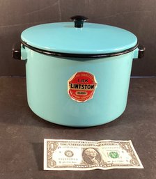 Vintage Lisk Brand Turquoise Enamel Stock Pot With Fitted Lid