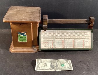 Antique Triner Metal Air Mail Scale For Up To 4 Lb Products