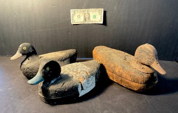 3 Vintage Cork Body Working Decoys Circa1920s