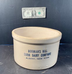 Normans Kill Farm  Dairy Company Albany New York Antique Stoneware Crock
