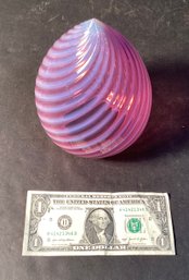 Antique Cranberry Opalescent Swirl Lamp Shade Circa 1900