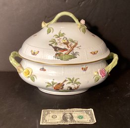 HEREND  Large Rothschild Tureen With Birds And Flowers