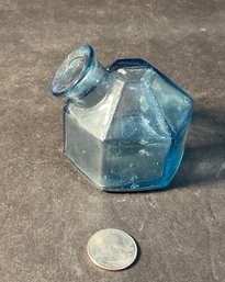 Vintage Light Blue Glass Ink Well