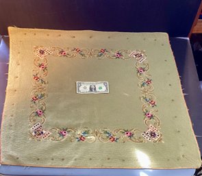 Vintage Wool Handmade Needlepoint Card Table Cover