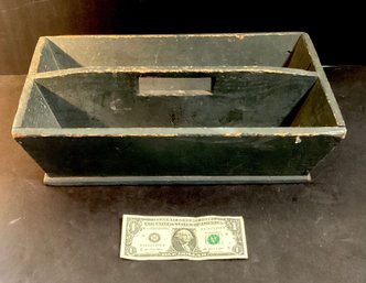 Antique  American Pine Utensil Box With Original Blue/gray Paint