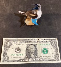 Hand Carved And Signed Tagua Nut Of A Blue Footed Booby