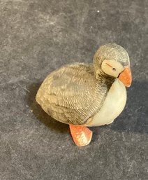 Signed Carved Antler Bone Puffin From Alaska