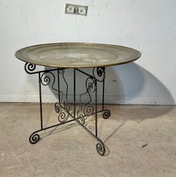 Original Antique Turkish Brass & Wrought Iron Table