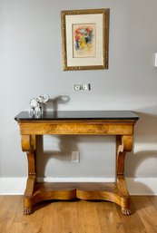 Vintage French Bierdermier Marble Top Console Table