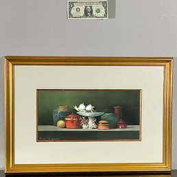 Original Still Life Oil Chalk Picture Signed