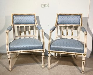 Pair French Louis XV Style Quality Vintage Arm Chairs