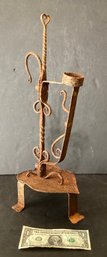Antique 19th Century Wrought Iron Candlestick Holder