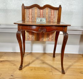 Rare Antique French Louis XV Writing Table With Pull Up Upholstered  Privacy Screen