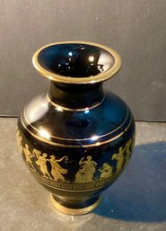 Vintage Greek Vase In Black & Gold By The KE Company, Greece