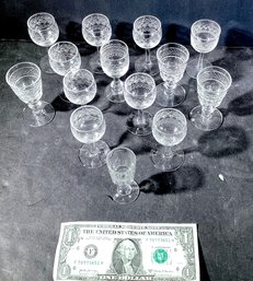 14 Vintage/antique Crystal Cordial Glasses