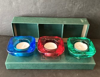 Waterford Votive Royal Gems  Candle Holders In Ruby, Sapphire, And Emerald Crystal
